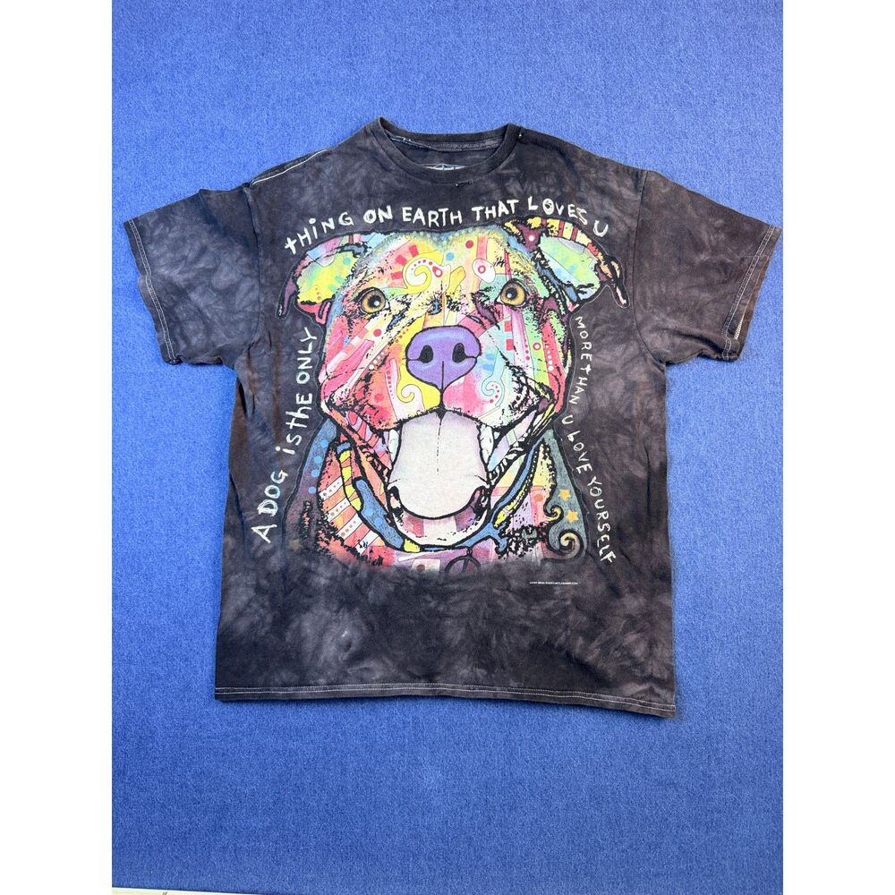 3D Tees Dean Russo Men’s L Dog Graphic Tie Dye T-Shirt Colorful Pit Bull